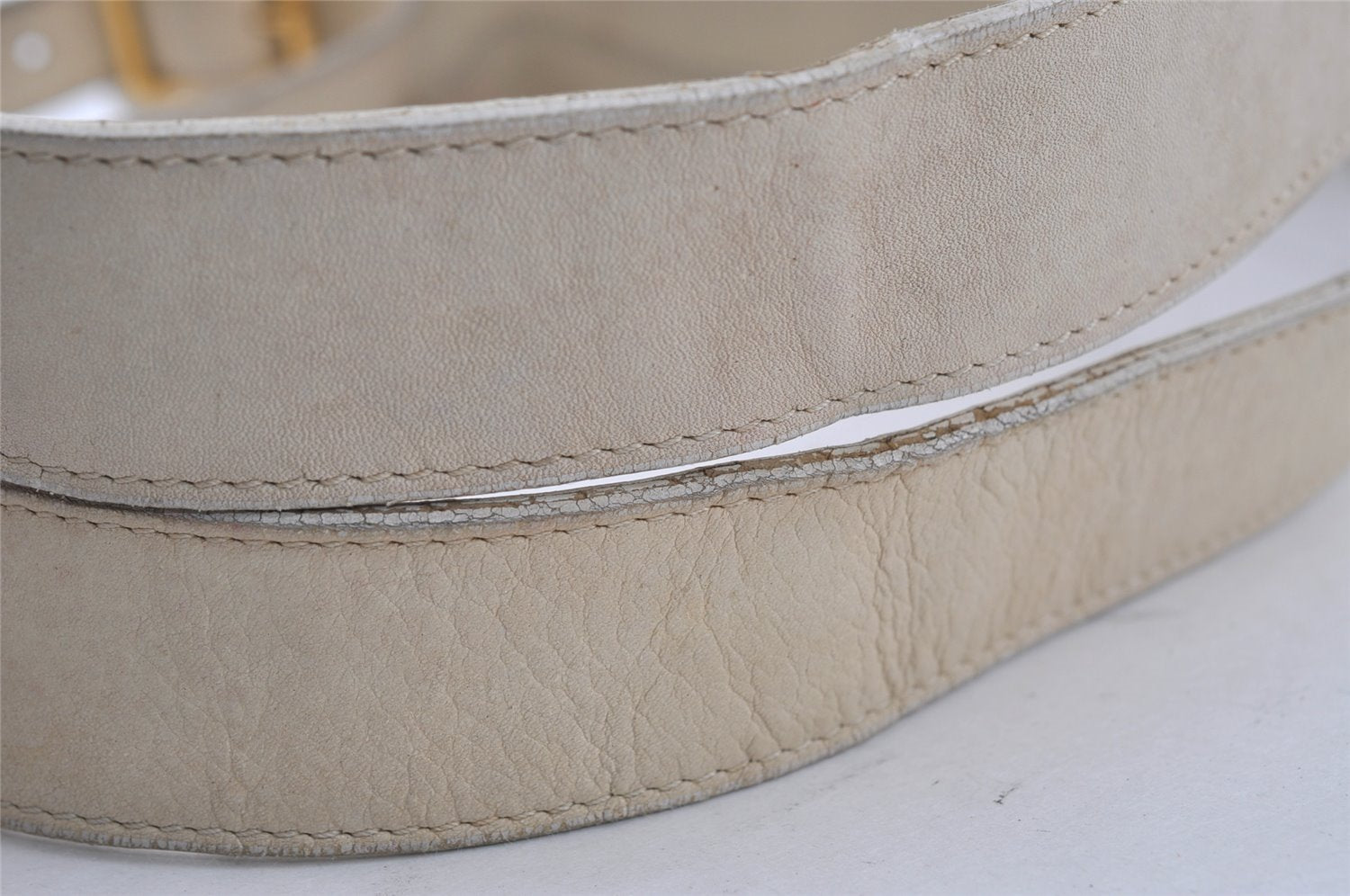 Authentic GUCCI Bamboo Drawstring Backpack Leather White 3647I