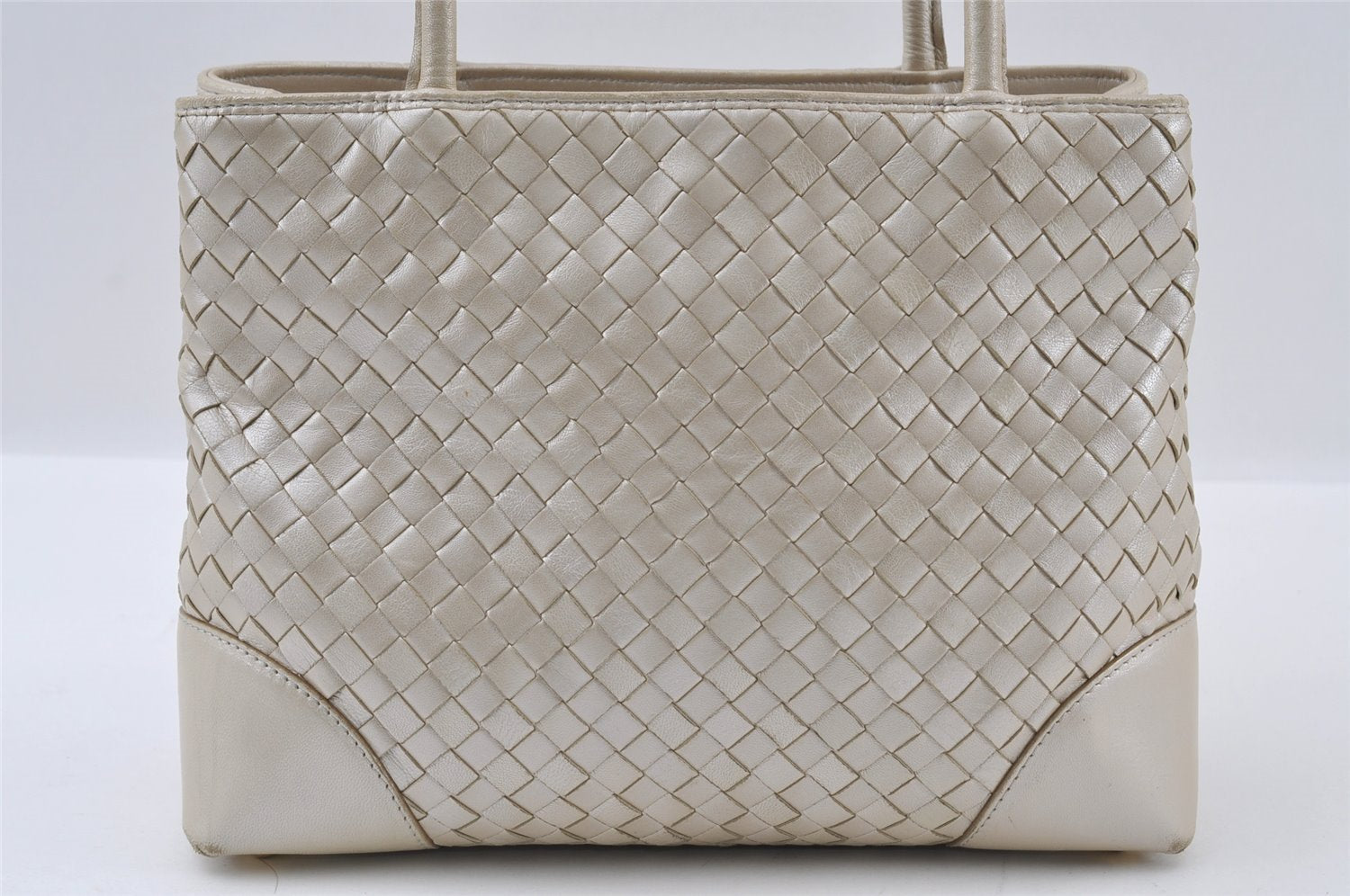 Authentic BOTTEGA VENETA Intrecciato Leather Shoulder Bag Purse White 3648I