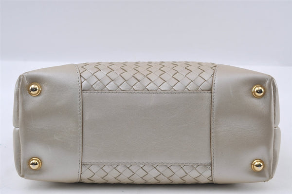 Authentic BOTTEGA VENETA Intrecciato Leather Shoulder Bag Purse White 3648I