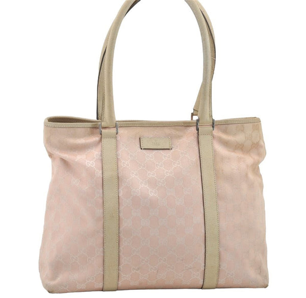 Authentic GUCCI Vintage Shoulder Tote Bag GG Canvas Leather 257304 Pink 3650I