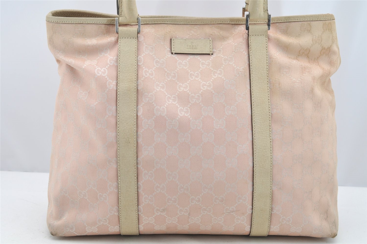 Authentic GUCCI Vintage Shoulder Tote Bag GG Canvas Leather 257304 Pink 3650I