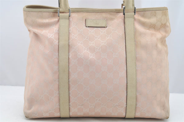 Authentic GUCCI Vintage Shoulder Tote Bag GG Canvas Leather 257304 Pink 3650I