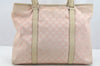 Authentic GUCCI Vintage Shoulder Tote Bag GG Canvas Leather 257304 Pink 3650I