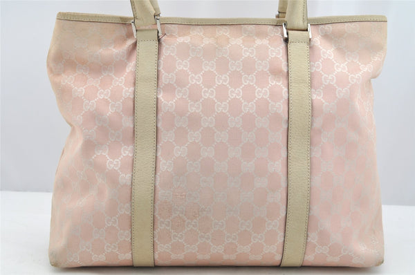 Authentic GUCCI Vintage Shoulder Tote Bag GG Canvas Leather 257304 Pink 3650I