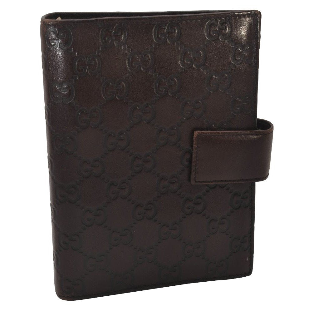 Authentic GUCCI Guccissima Vintage Notebook Cover GG Leather 115241 Brown 3652I