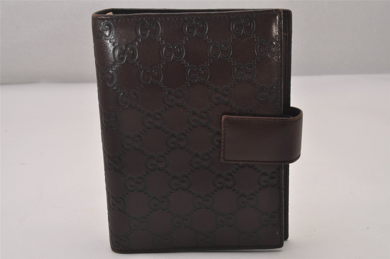 Authentic GUCCI Guccissima Vintage Notebook Cover GG Leather 115241 Brown 3652I