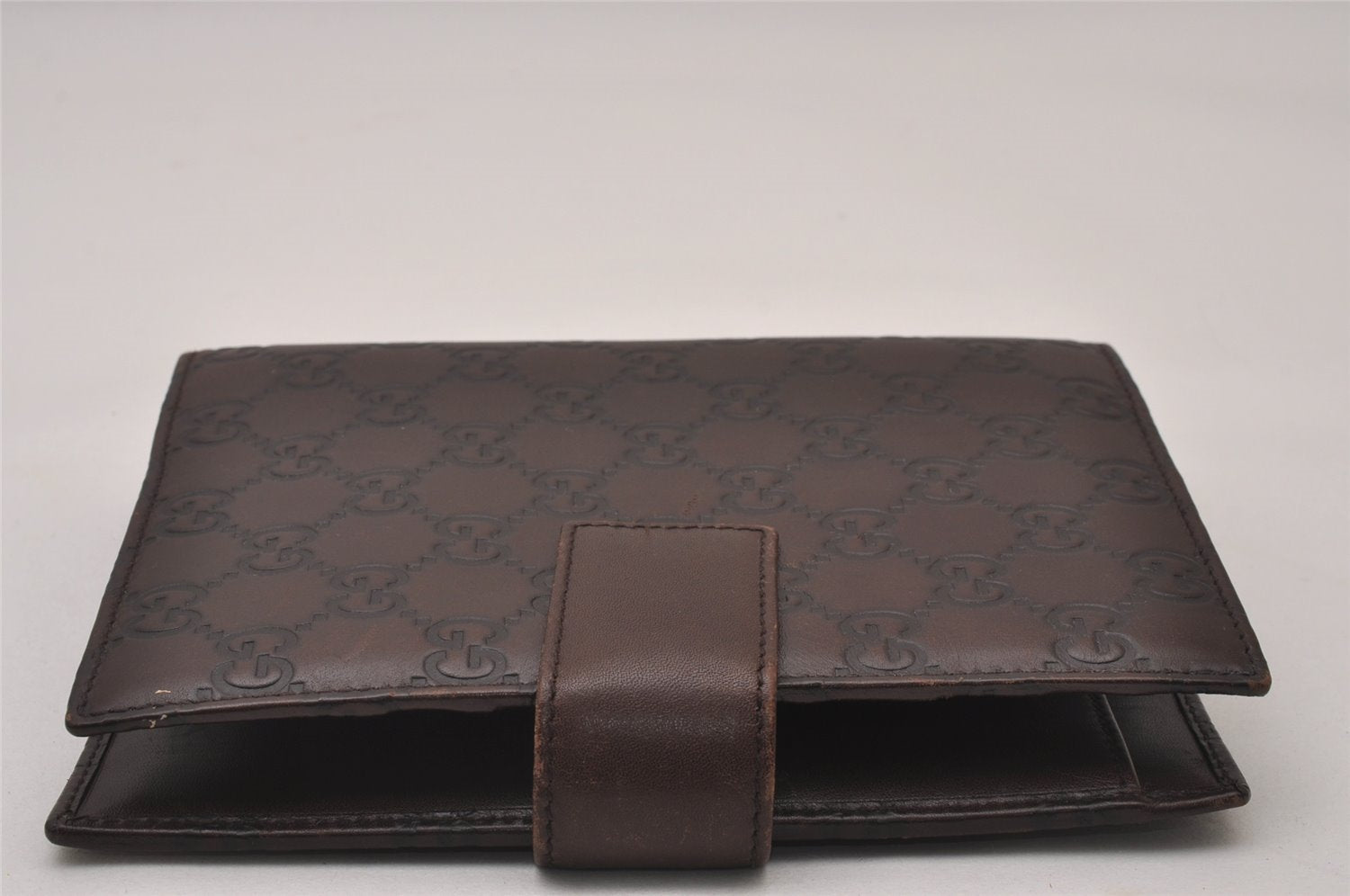 Authentic GUCCI Guccissima Vintage Notebook Cover GG Leather 115241 Brown 3652I