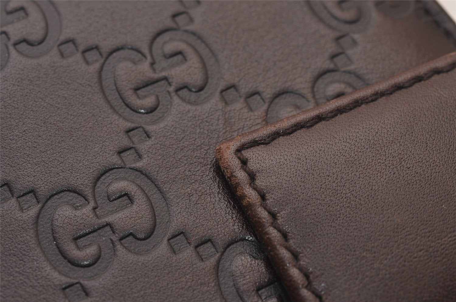 Authentic GUCCI Guccissima Vintage Notebook Cover GG Leather 115241 Brown 3652I