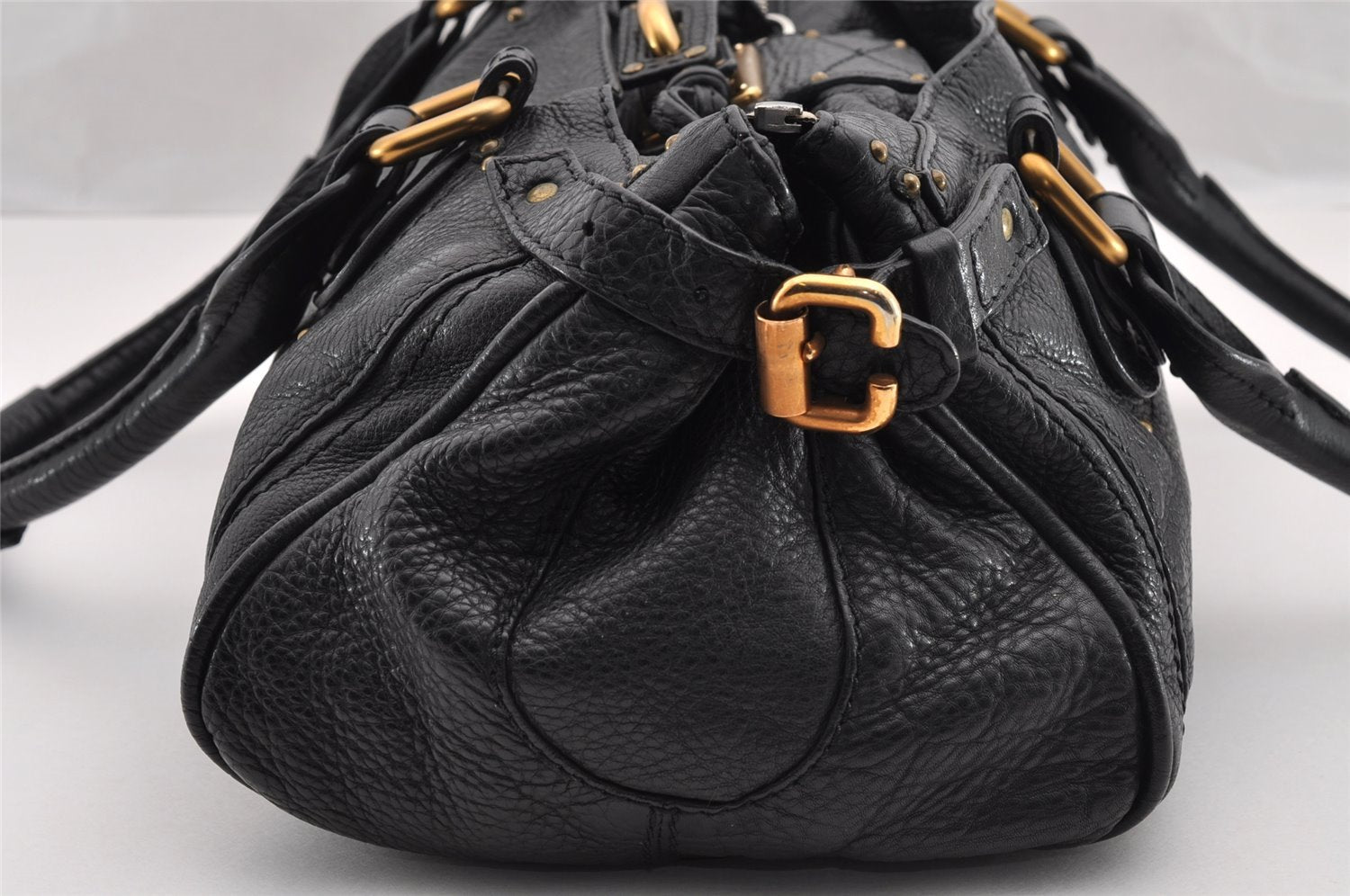 Authentic Chloe Paddington Vintage Leather Shoulder Hand Bag Purse Black 3653I