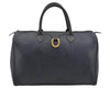 Authentic Christian Dior Trotter Travel Boston Hand Bag PVC Leather Navy 3655I