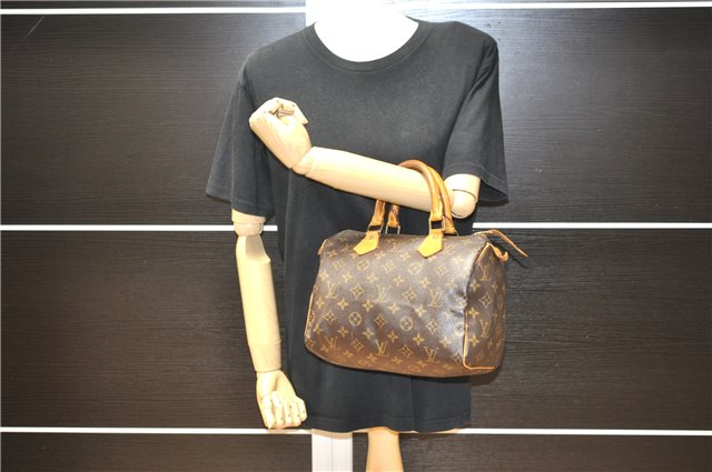 Authentic Louis Vuitton Monogram Speedy 25 Boston Hand Bag M41528 LV 3656F