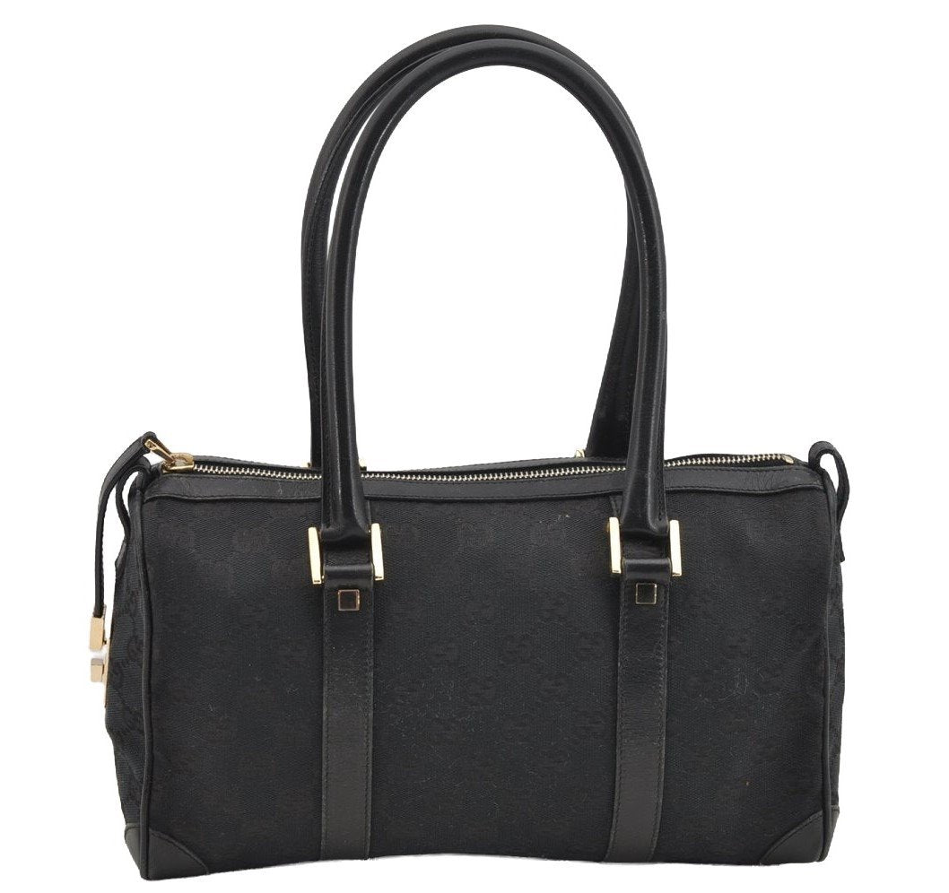 Authentic GUCCI Shoulder Hand Bag Purse GG Canvas Leather 0000851 Black 3656I