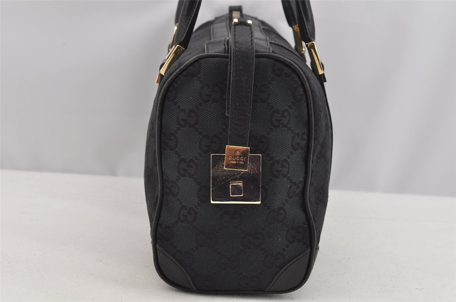Authentic GUCCI Shoulder Hand Bag Purse GG Canvas Leather 0000851 Black 3656I