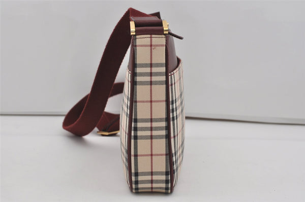 Authentic BURBERRY Nova Check Shoulder Cross Body Bag Canvas Leather Beige 3657I