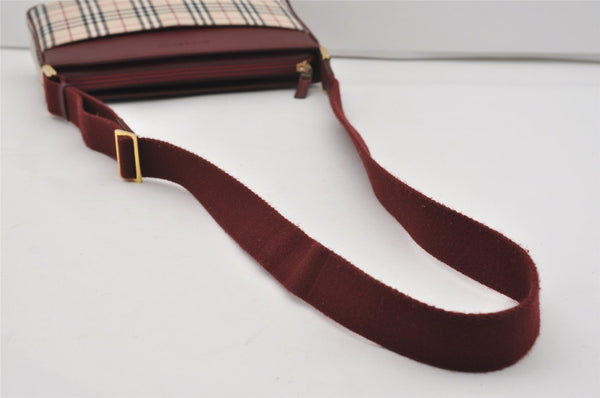 Authentic BURBERRY Nova Check Shoulder Cross Body Bag Canvas Leather Beige 3657I