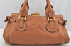 Authentic Chloe Paddington Leather Shoulder Hand Bag Brown 3658I