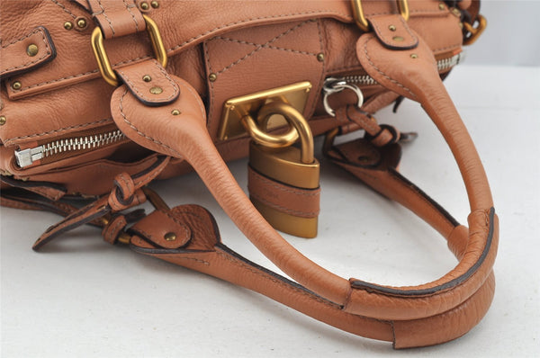 Authentic Chloe Paddington Leather Shoulder Hand Bag Brown 3658I
