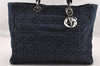 Authentic Christian Dior Lady Dior Cannage Denim 2Way Hand Bag Blue 3659I