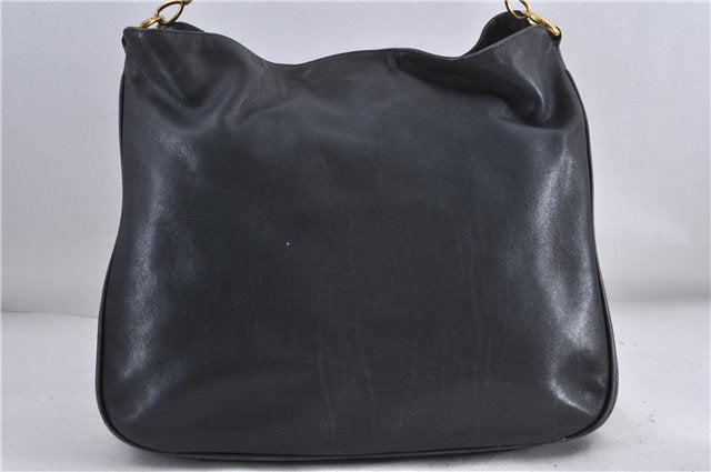 Authentic GUCCI Bamboo 2Way Shoulder Bag Purse Leather 0011577 Black Junk 3662C