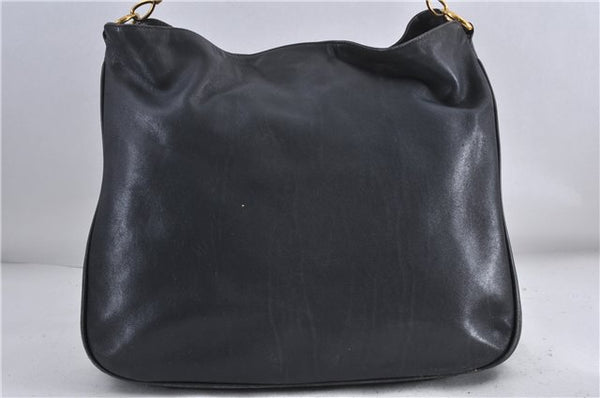 Authentic GUCCI Bamboo 2Way Shoulder Bag Purse Leather 0011577 Black Junk 3662C
