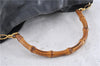 Authentic GUCCI Bamboo 2Way Shoulder Bag Purse Leather 0011577 Black Junk 3662C