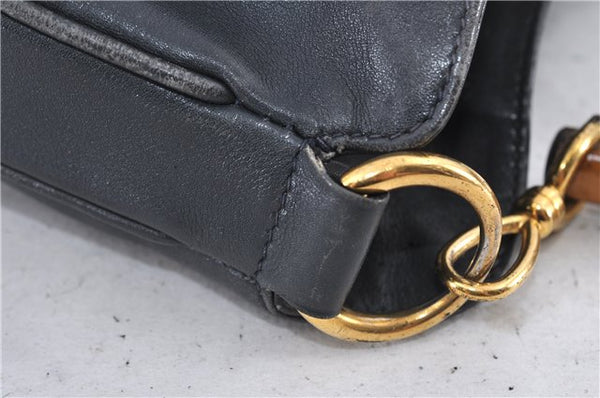 Authentic GUCCI Bamboo 2Way Shoulder Bag Purse Leather 0011577 Black Junk 3662C