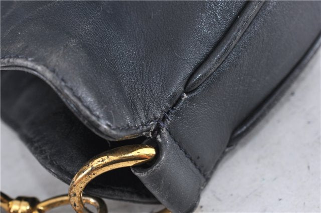Authentic GUCCI Bamboo 2Way Shoulder Bag Purse Leather 0011577 Black Junk 3662C