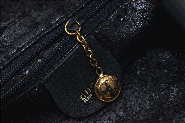 Authentic GUCCI Bamboo 2Way Shoulder Bag Purse Leather 0011577 Black Junk 3662C