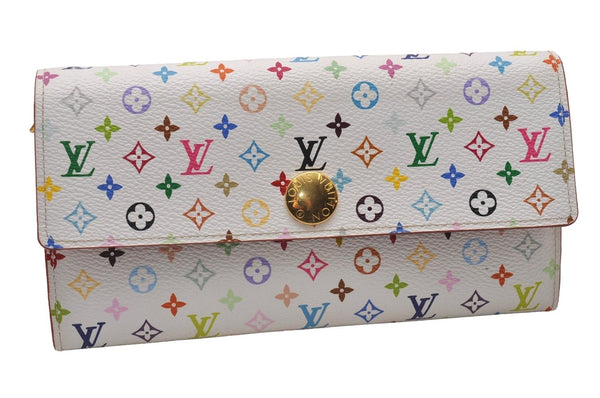 Auth Louis Vuitton Monogram Multicolor Portefeuille Sarah Wallet M93745 LV 3664I