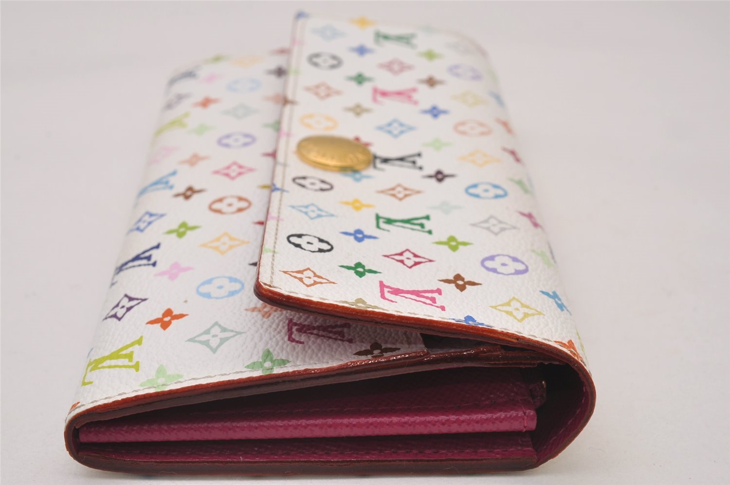 Auth Louis Vuitton Monogram Multicolor Portefeuille Sarah Wallet M93745 LV 3664I