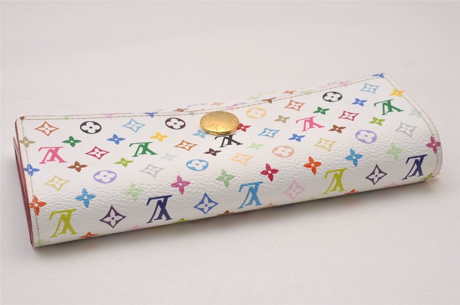 Auth Louis Vuitton Monogram Multicolor Portefeuille Sarah Wallet M93745 LV 3664I