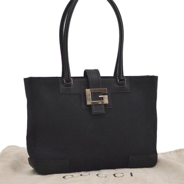 Authentic GUCCI Vintage Shoulder Tote Bag Canvas Leather 0021109 Black 3665I