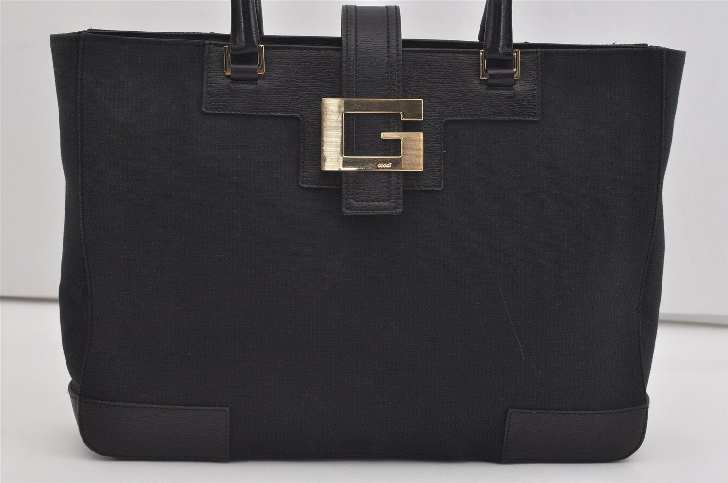 Authentic GUCCI Vintage Shoulder Tote Bag Canvas Leather 0021109 Black 3665I