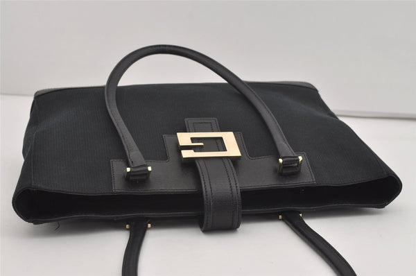 Authentic GUCCI Vintage Shoulder Tote Bag Canvas Leather 0021109 Black 3665I