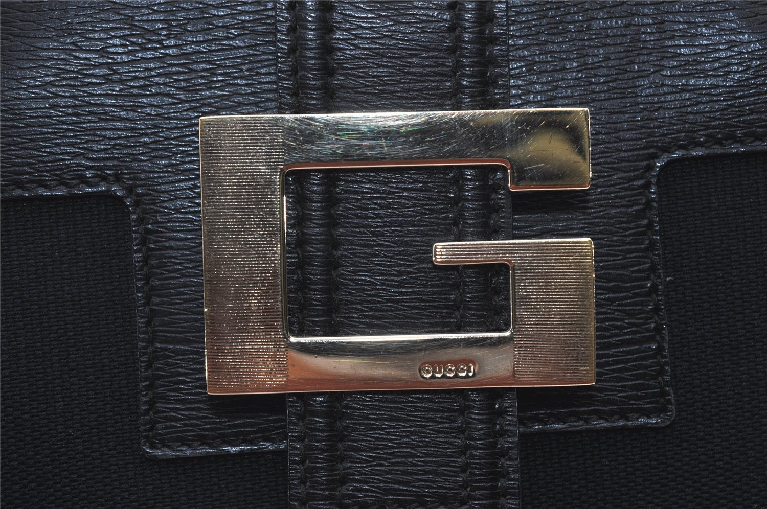 Authentic GUCCI Vintage Shoulder Tote Bag Canvas Leather 0021109 Black 3665I