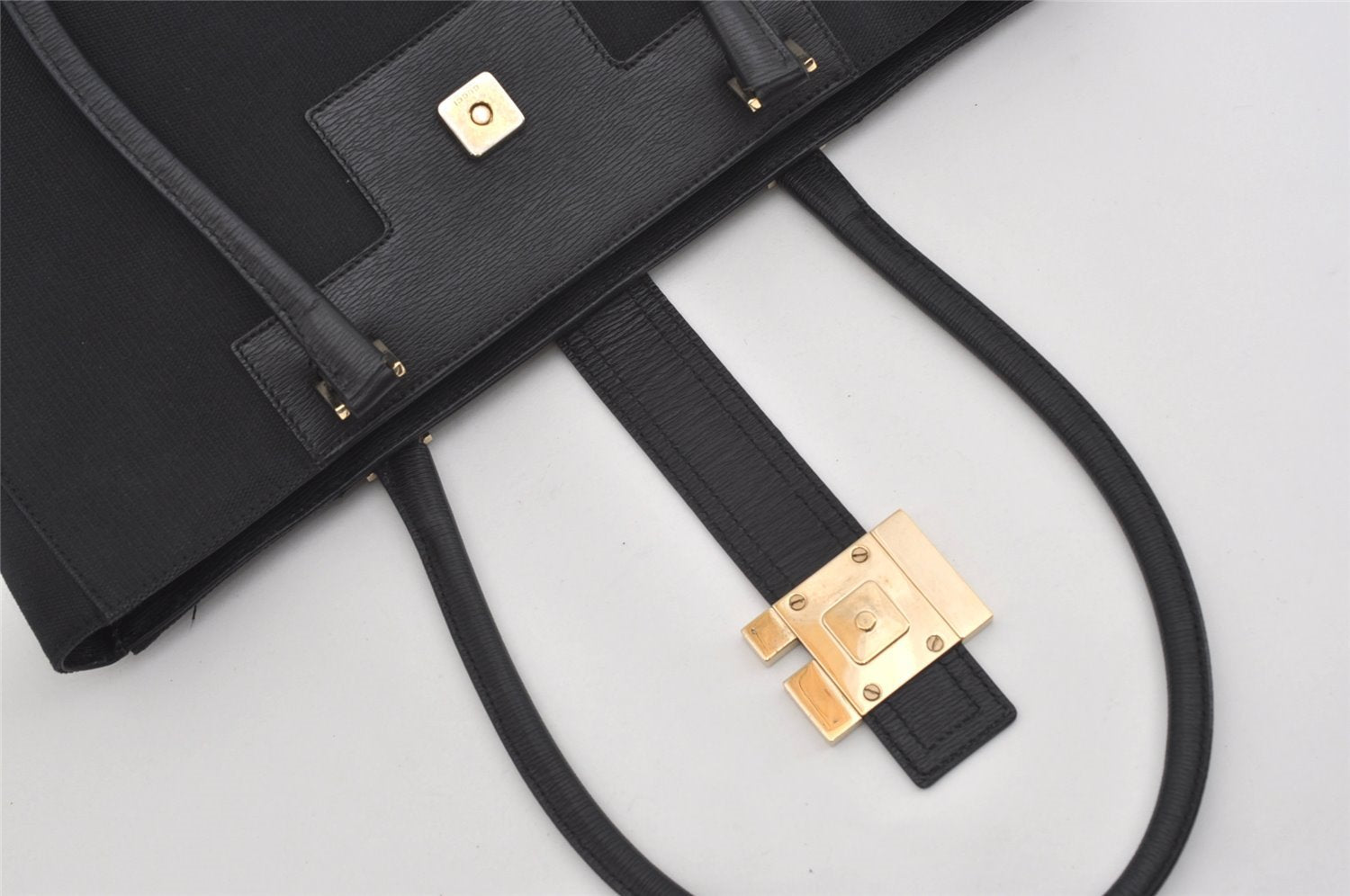 Authentic GUCCI Vintage Shoulder Tote Bag Canvas Leather 0021109 Black 3665I