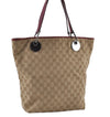 Authentic GUCCI Eclipse Shoulder Tote Bag GG Canvas Leather 120840 Beige 3666I