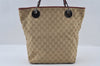 Authentic GUCCI Eclipse Shoulder Tote Bag GG Canvas Leather 120840 Beige 3666I
