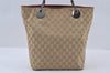 Authentic GUCCI Eclipse Shoulder Tote Bag GG Canvas Leather 120840 Beige 3666I