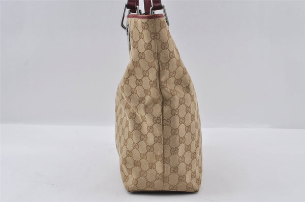 Authentic GUCCI Eclipse Shoulder Tote Bag GG Canvas Leather 120840 Beige 3666I