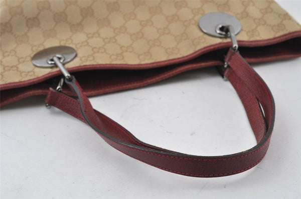 Authentic GUCCI Eclipse Shoulder Tote Bag GG Canvas Leather 120840 Beige 3666I