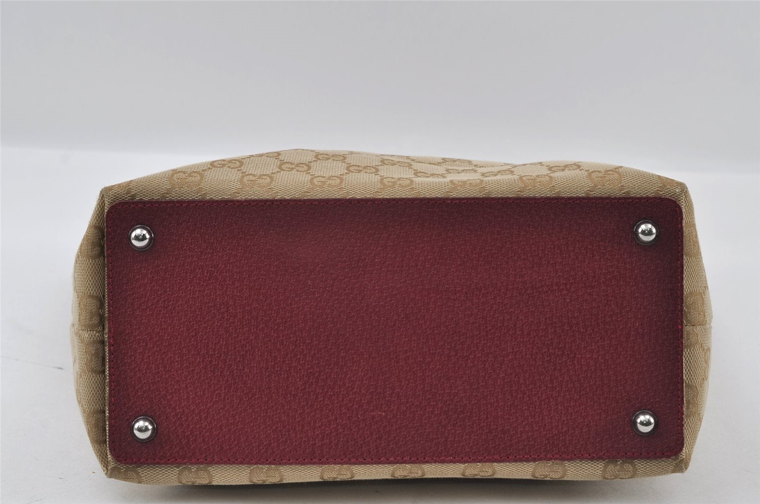 Authentic GUCCI Eclipse Shoulder Tote Bag GG Canvas Leather 120840 Beige 3666I