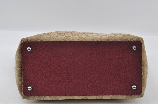 Authentic GUCCI Eclipse Shoulder Tote Bag GG Canvas Leather 120840 Beige 3666I