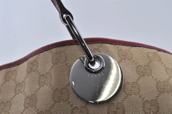 Authentic GUCCI Eclipse Shoulder Tote Bag GG Canvas Leather 120840 Beige 3666I