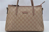 Authentic GUCCI 2Way Shoulder Hand Bag GG PVC Leather 353440 Beige Pink 3676F