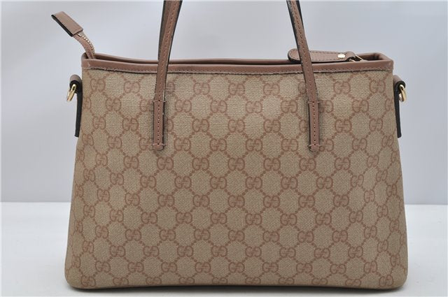 Authentic GUCCI 2Way Shoulder Hand Bag GG PVC Leather 353440 Beige Pink 3676F
