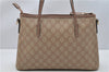 Authentic GUCCI 2Way Shoulder Hand Bag GG PVC Leather 353440 Beige Pink 3676F