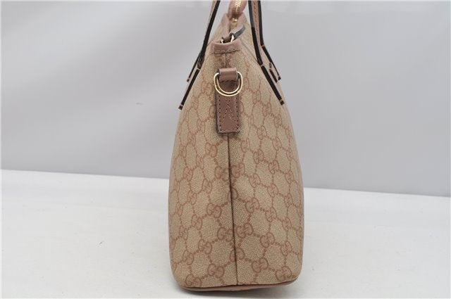 Authentic GUCCI 2Way Shoulder Hand Bag GG PVC Leather 353440 Beige Pink 3676F