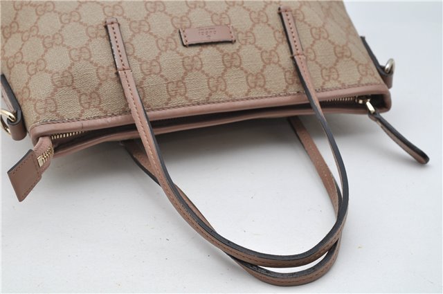 Authentic GUCCI 2Way Shoulder Hand Bag GG PVC Leather 353440 Beige Pink 3676F