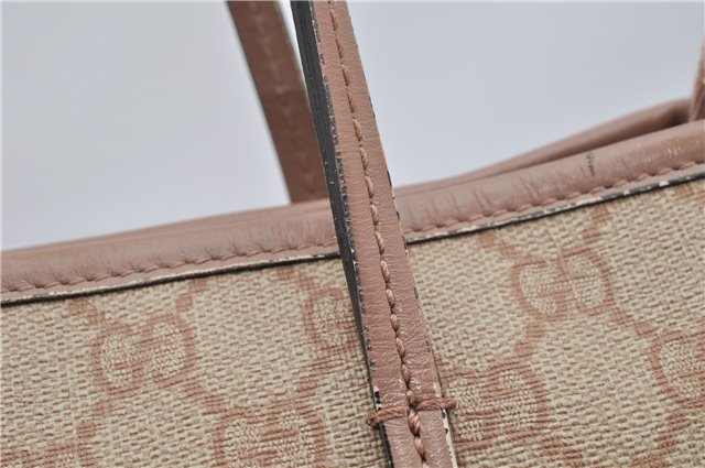 Authentic GUCCI 2Way Shoulder Hand Bag GG PVC Leather 353440 Beige Pink 3676F